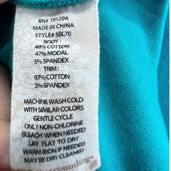 Soft Surroundings Tunic Top Teal Green Size 2X Plus Size Long Sleeve Blouse Top - Picture 8 of 8